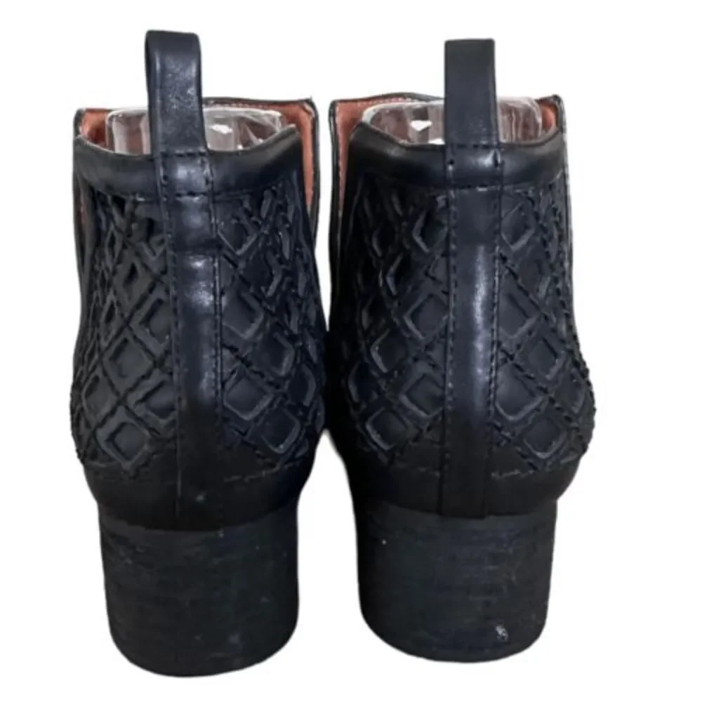 Jeffrey Campbell Women's Black‎ Leather Lattice Cutout Taggart Booties Size 7.5